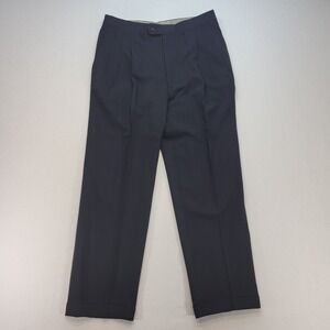 Zignone Santorelli Italy Pleated Dress Pants Men 36x28 Black Wool Cuffed Trouser